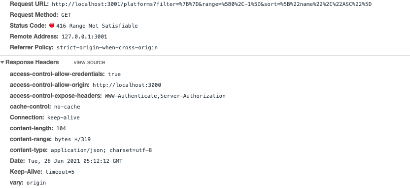 416 Range not Satisfiable Error