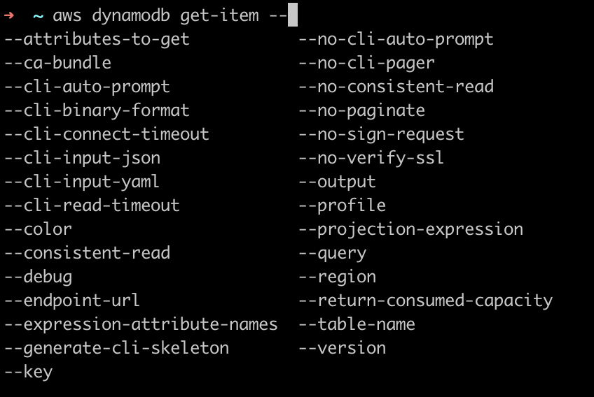AWS CLI Prompt parameters